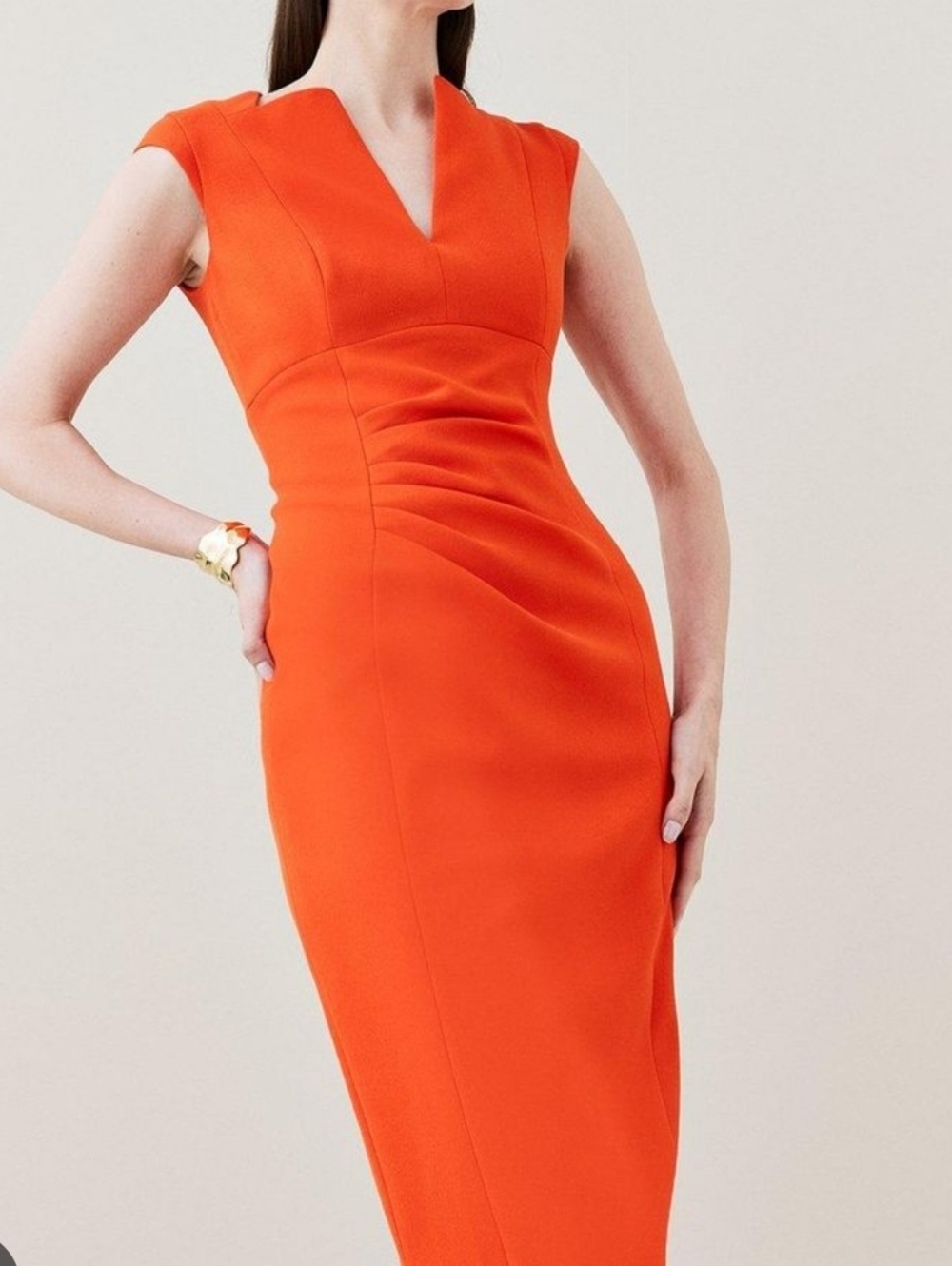 Tahari ASL Vibrant Orange Midi Sheath Dress